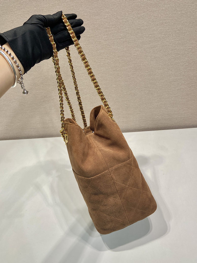 プラダ アウトレット PRADA テスートナイロン チェーン ショルダーバッグ トートバッグ 肩掛けかばん 1BD601 ブラウン H品 プラダ チェーンバッグ アウトレット - 画像 (6)