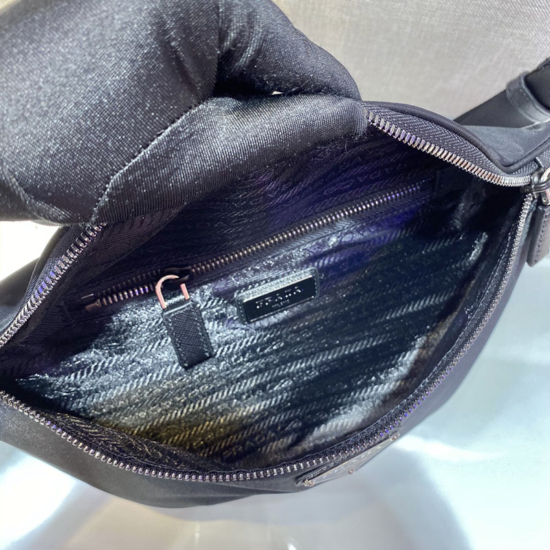 プラダ アウトレット PRADA Re-Nylon xサフィアーノレザー ベルトバッグ 2VL033_2DMH_F0002_V_OOM ブラック H品 プラダ ベルトバッグ メンズ - 画像 (3)
