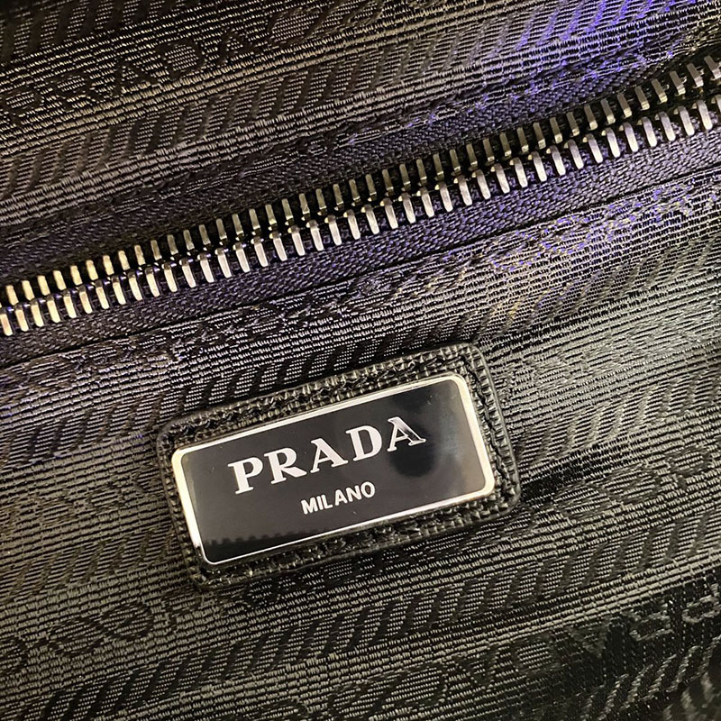 プラダ アウトレット PRADA Re-Nylon xサフィアーノレザー ベルトバッグ 2VL033_2DMH_F0002_V_OOM ブラック H品 プラダ ベルトバッグ メンズ - 画像 (2)