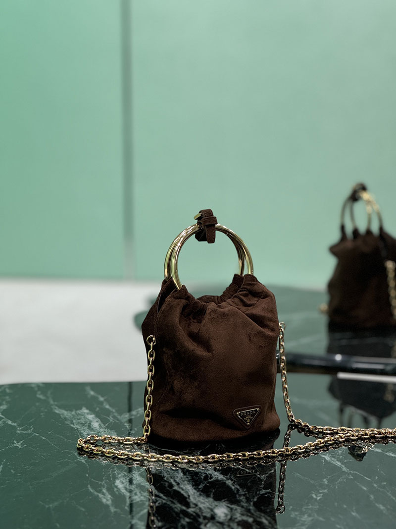 プラダ アウトレット PRADA Suede mini-bag ハンドバッグ 1BC227_008_F0324_V_OOO ブランデー H品 プラダ ハンドバッグ レディース - 画像 (9)