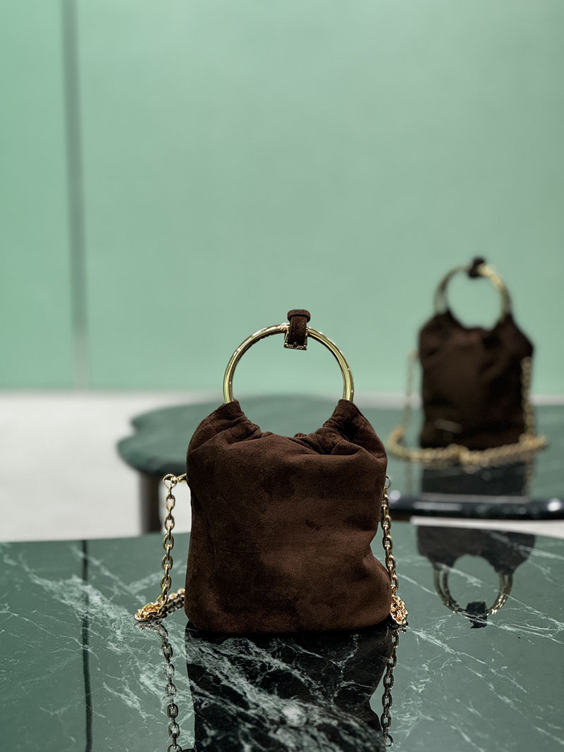 プラダ アウトレット PRADA Suede mini-bag ハンドバッグ 1BC227_008_F0324_V_OOO ブランデー H品 プラダ ハンドバッグ レディース - 画像 (7)