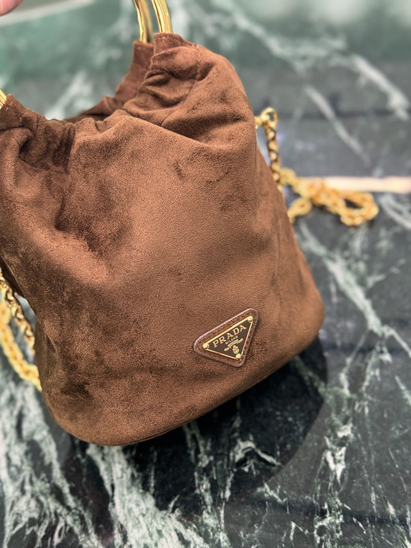 プラダ アウトレット PRADA Suede mini-bag ハンドバッグ 1BC227_008_F0324_V_OOO ブランデー H品 プラダ ハンドバッグ レディース - 画像 (6)