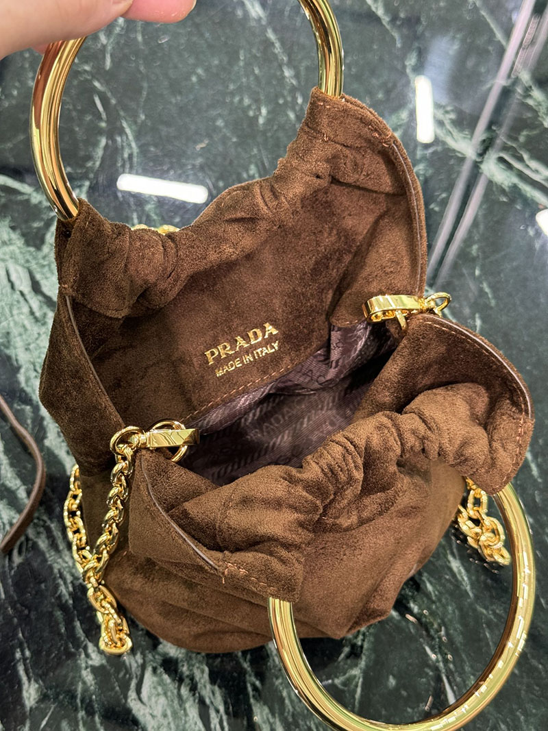 プラダ アウトレット PRADA Suede mini-bag ハンドバッグ 1BC227_008_F0324_V_OOO ブランデー H品 プラダ ハンドバッグ レディース - 画像 (3)
