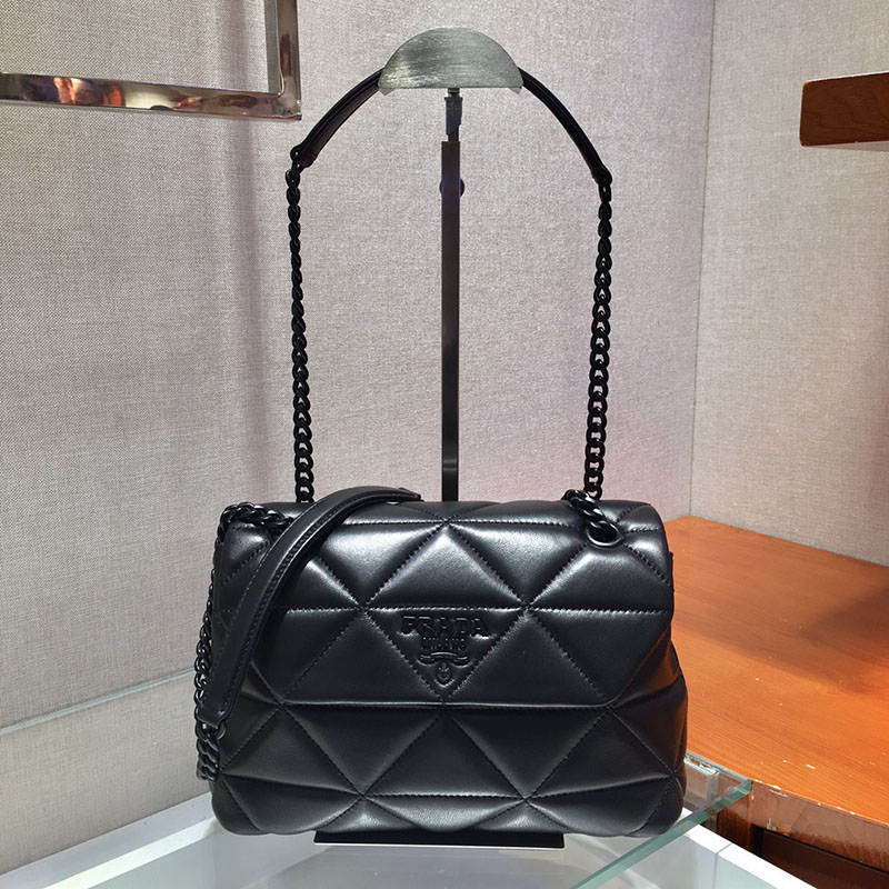 プラダ アウトレット PRADA チェーンショルダーバッグ スペクトラム ナッパレザー 1BD233_2DF0_F0002 ブラック H品 プラダ ミニショルダー 黒 レディース - 画像 (9)