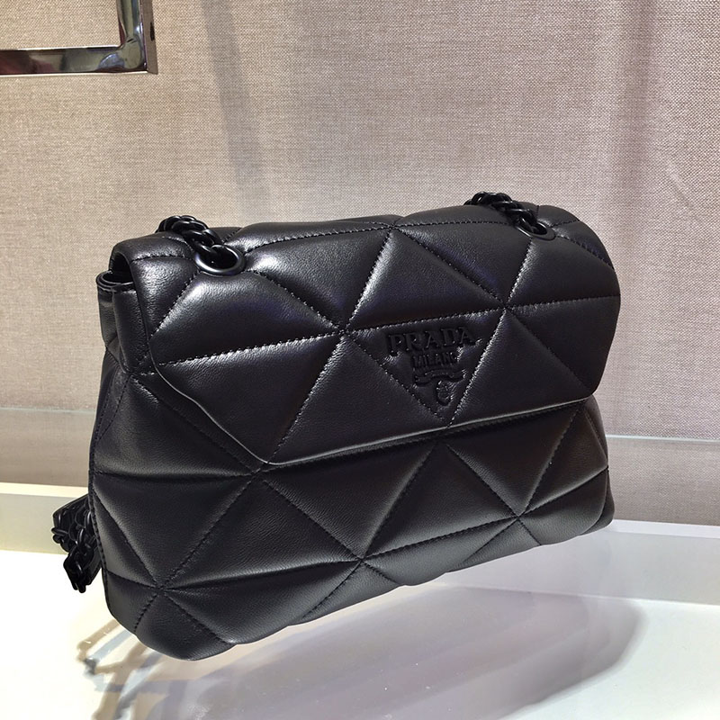 プラダ アウトレット PRADA チェーンショルダーバッグ スペクトラム ナッパレザー 1BD233_2DF0_F0002 ブラック H品 プラダ ミニショルダー 黒 レディース - 画像 (8)
