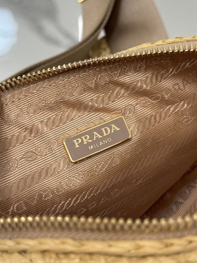 プラダ アウトレット PRADA トライアングル クロシェ ミニポーチ付 ラフィア風 1BH190_2A2T_F0018 ナチュラル H品 プラダ バッグ 三角 - 画像 (2)