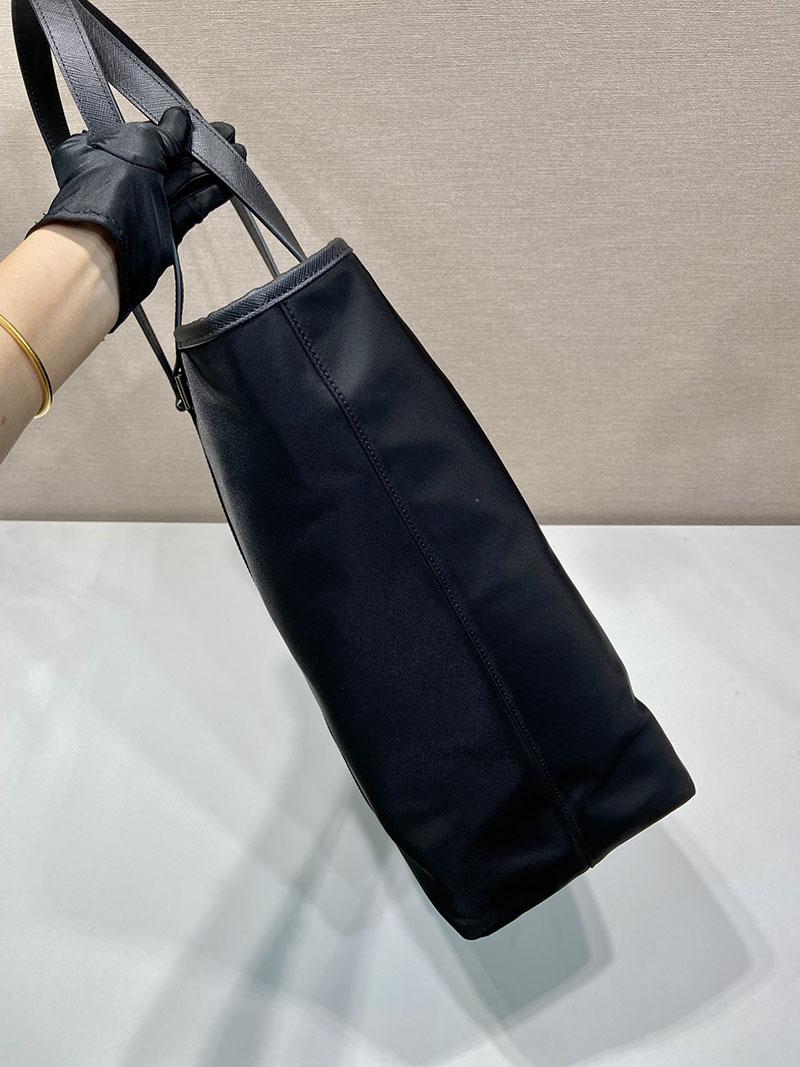 プラダ アウトレット PRADA Re-Nylon xサフィアーノレザートートバッグ 2VG112_2DMH_F0002 ブラック H品 プラダ トートバッグ メンズ ビジネス - 画像 (5)