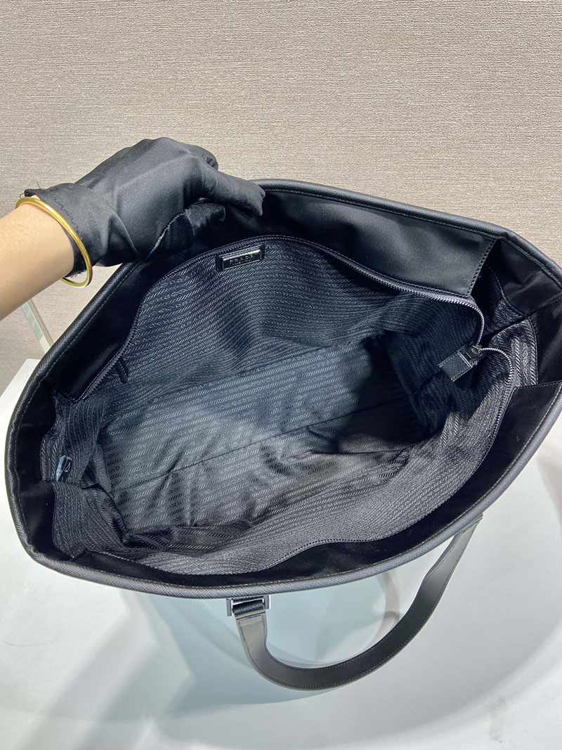 プラダ アウトレット PRADA Re-Nylon xサフィアーノレザートートバッグ 2VG112_2DMH_F0002 ブラック H品 プラダ トートバッグ メンズ ビジネス - 画像 (3)
