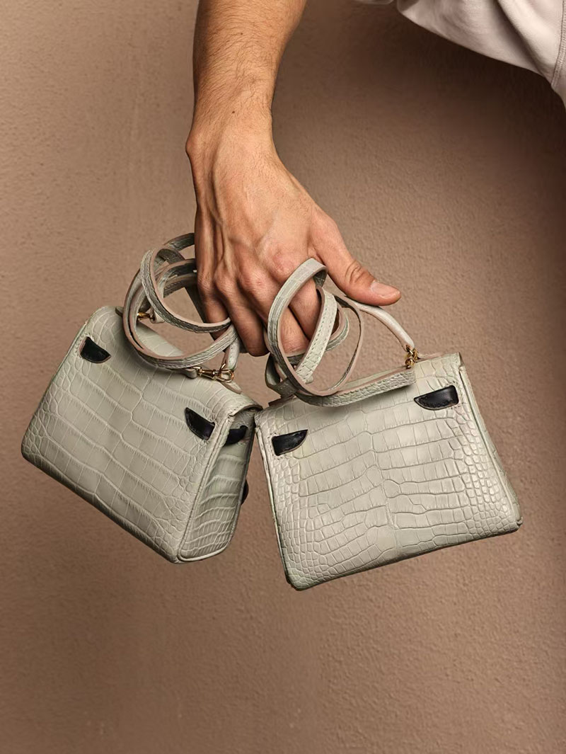 エルメスコピー HERMES ケリードール パーソナル グリネヴェ/黒 ブラック クロコダイル アリゲーターマット ゴールド金具 2524005 - 画像 (3)