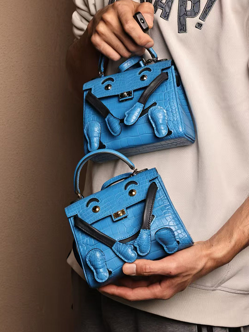 エルメスコピー HERMES ケリードール パーソナル ブルーイドラ/黒 ブラック クロコダイル アリゲーターマット シルバー金具 2524006 - 画像 (5)