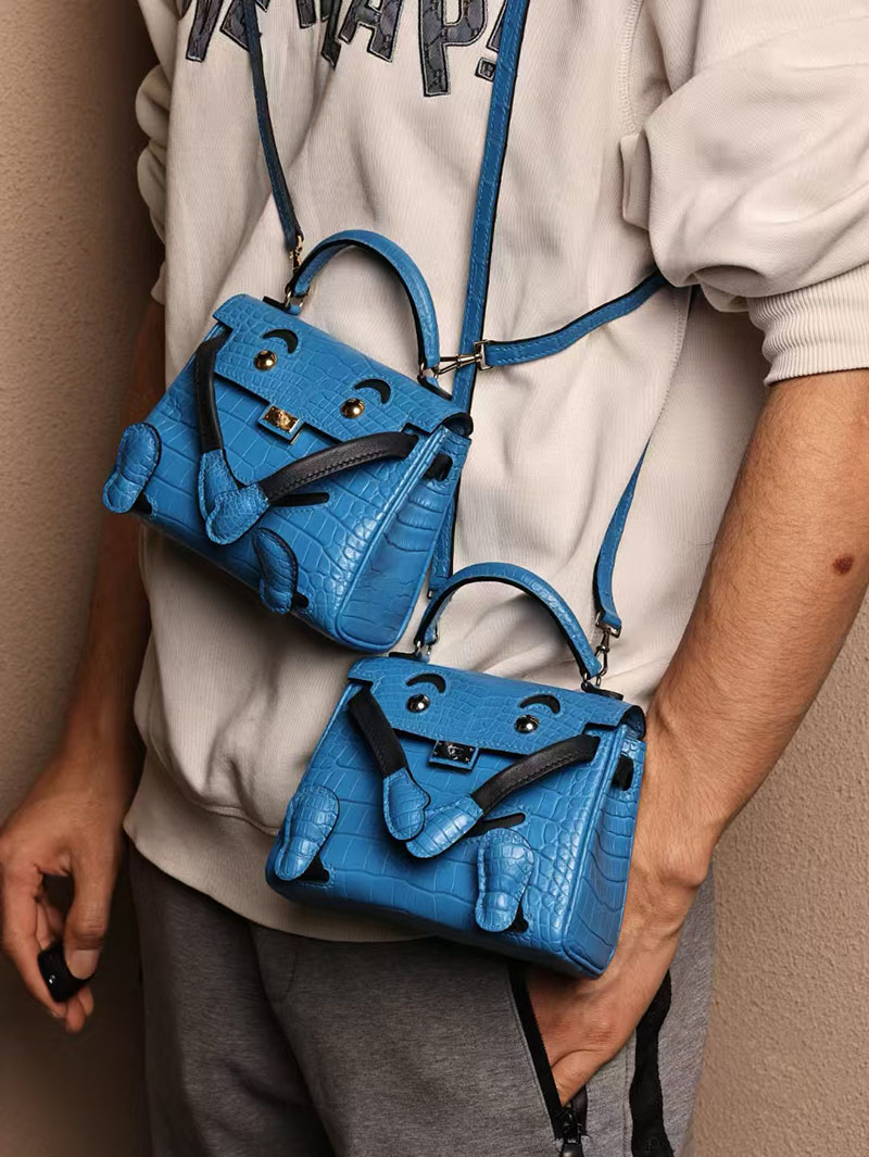 エルメスコピー HERMES ケリードール パーソナル ブルーイドラ/黒 ブラック クロコダイル アリゲーターマット シルバー金具 2524006 - 画像 (4)