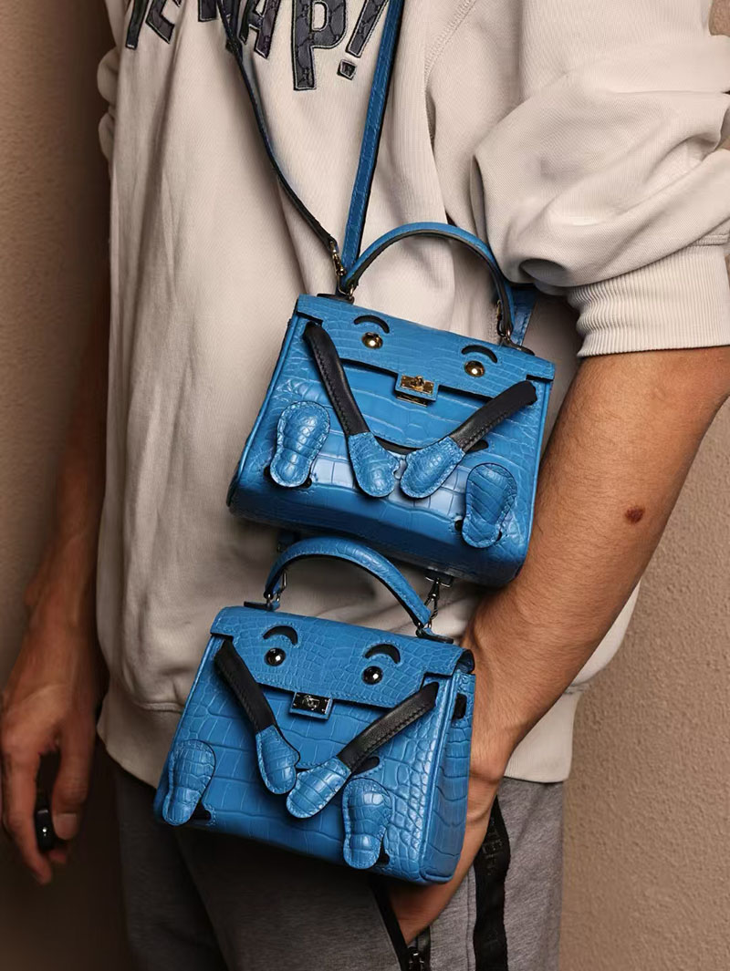 エルメスコピー HERMES ケリードール パーソナル ブルーイドラ/黒 ブラック クロコダイル アリゲーターマット シルバー金具 2524006 - 画像 (2)