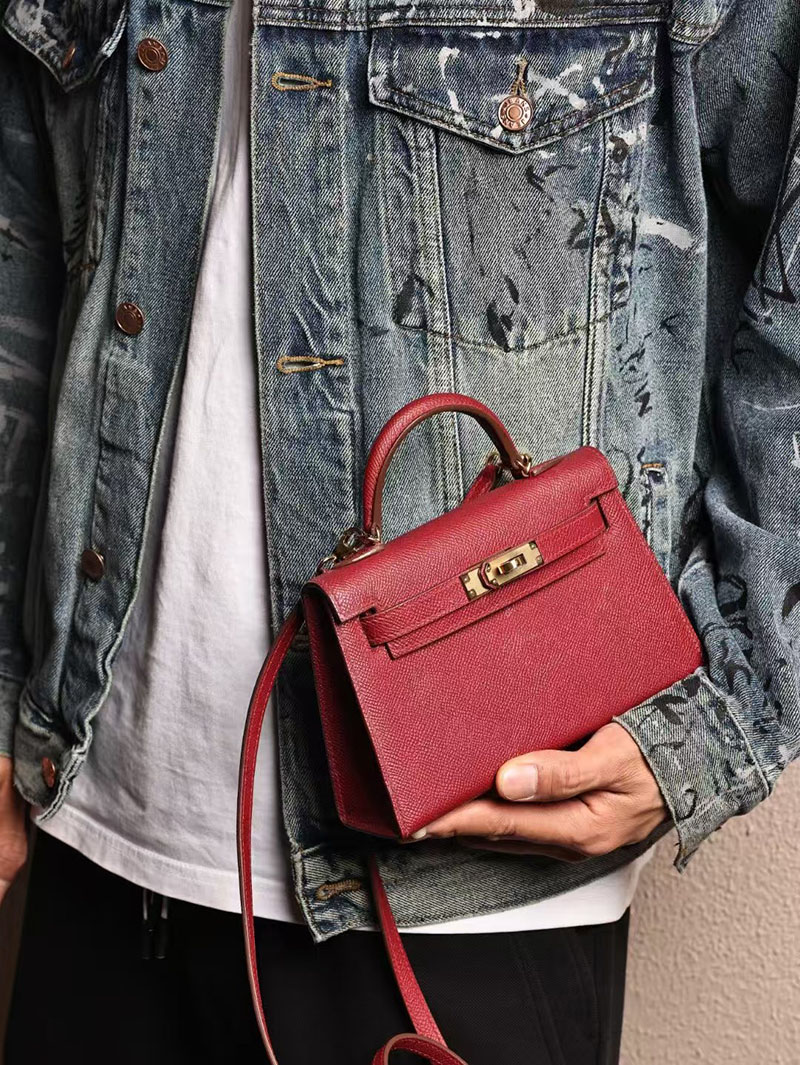 エルメスコピー ミニケリー 定価 HERMES ケリーミニ2 外縫い ルビー ヴォーエプソン ゴールド金具 2524049 - 画像 (6)
