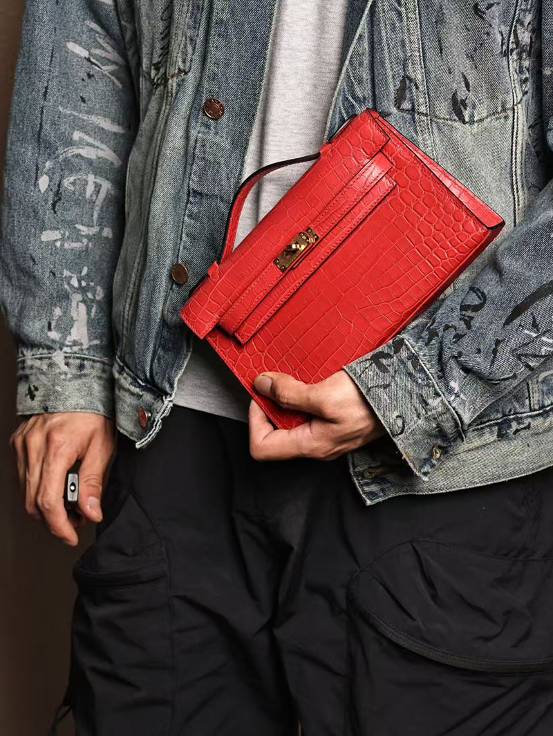 エルメスコピー ミニケリー 定価 HERMES ポシェットケリー ルージュヴィフ クロコダイル アリゲーターマット ゴールド金具 2524055 - 画像 (3)