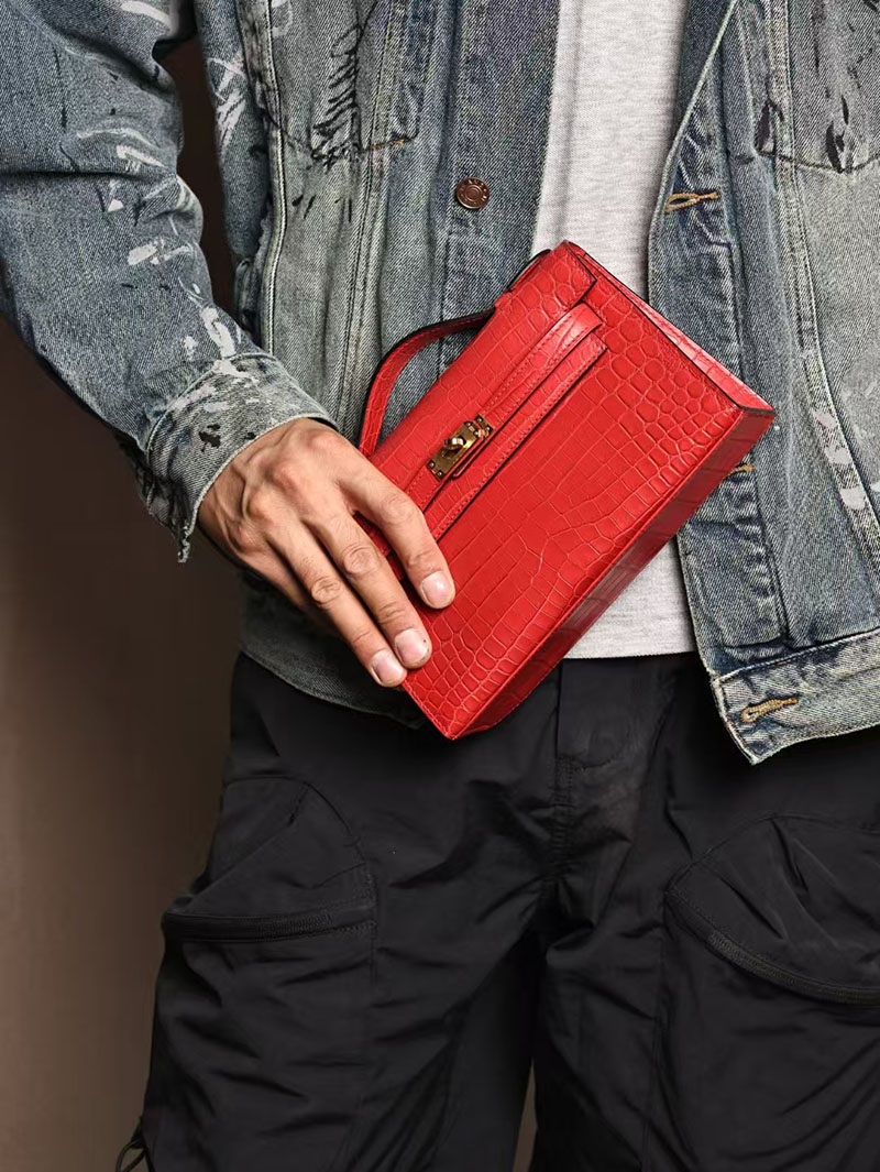 エルメスコピー ミニケリー 定価 HERMES ポシェットケリー ルージュヴィフ クロコダイル アリゲーターマット ゴールド金具 2524055 - 画像 (2)