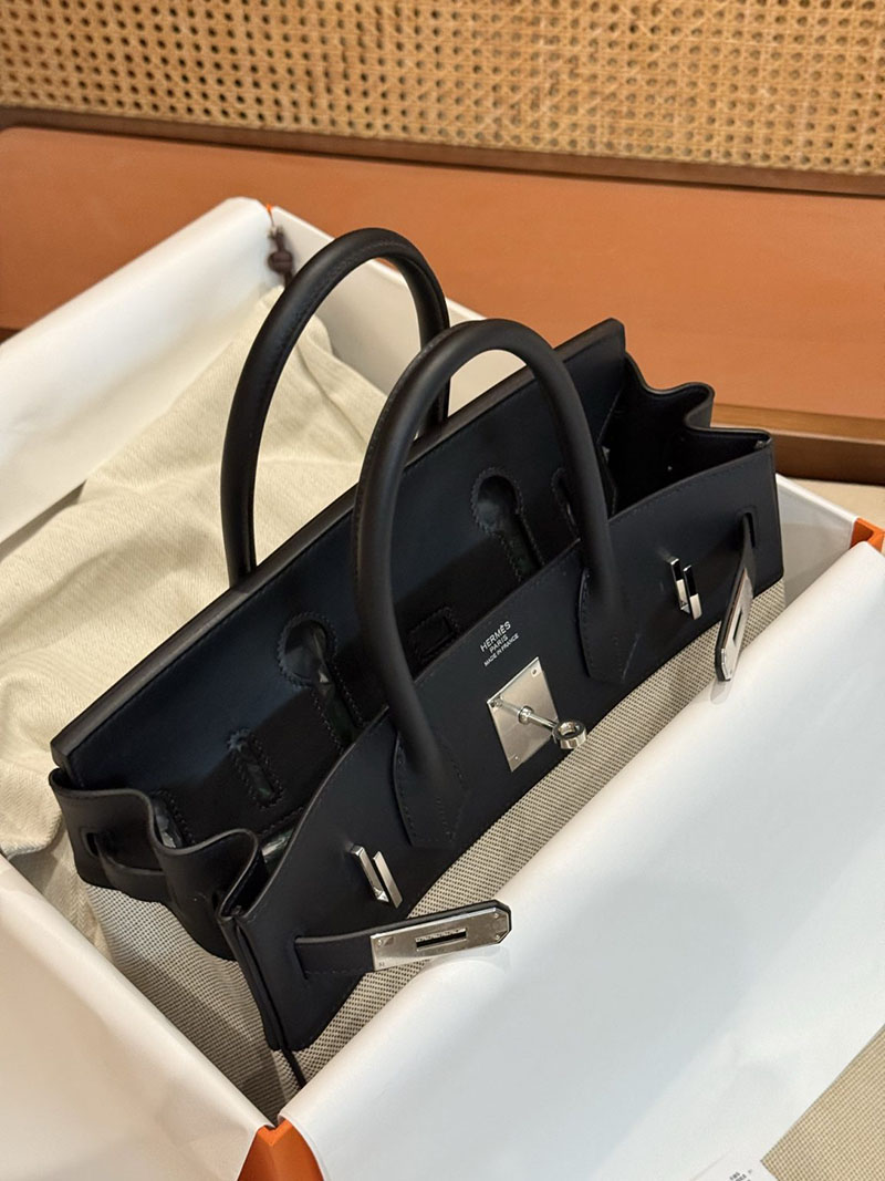 エルメスコピー バーキン30 定価 HERMES バーキン30 カーゴ 黒 ブラック スイフト/トワルアッシュ シルバー金具 2524120 - 画像 (12)
