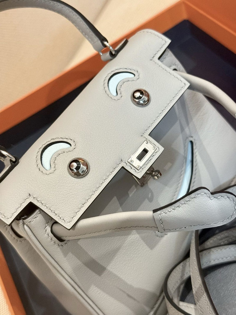 エルメスケリーバッグ定価 HERMES ケリードール パーソナル ブルーグラシエ/ブルーブリュム スイフト シルバー金具 2524154 - 画像 (9)