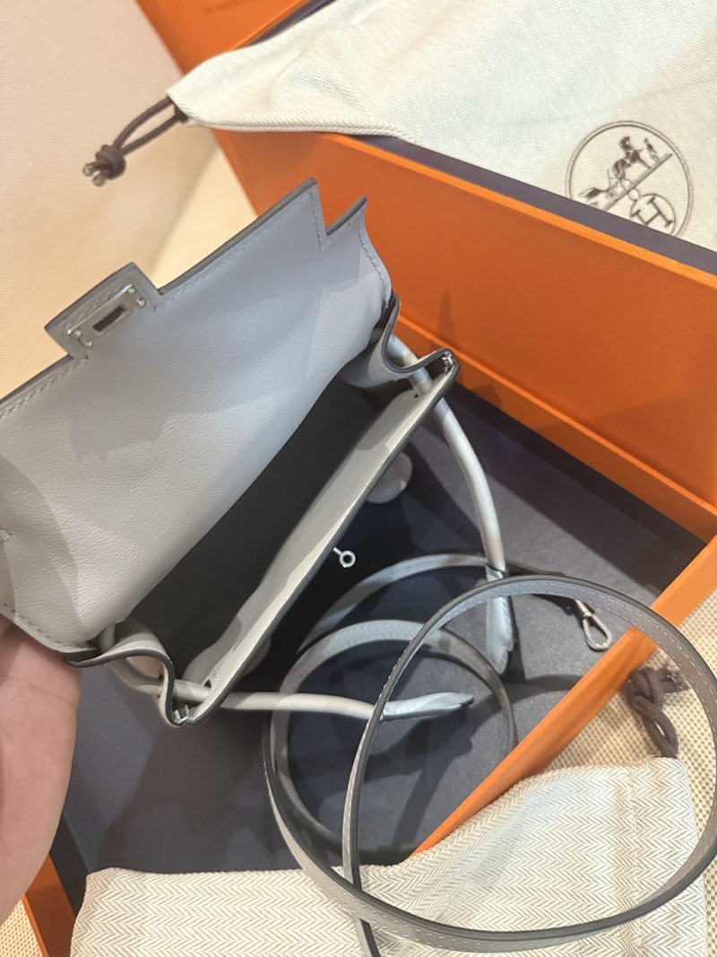 エルメスケリーバッグ定価 HERMES ケリードール パーソナル ブルーグラシエ/ブルーブリュム スイフト シルバー金具 2524154 - 画像 (18)
