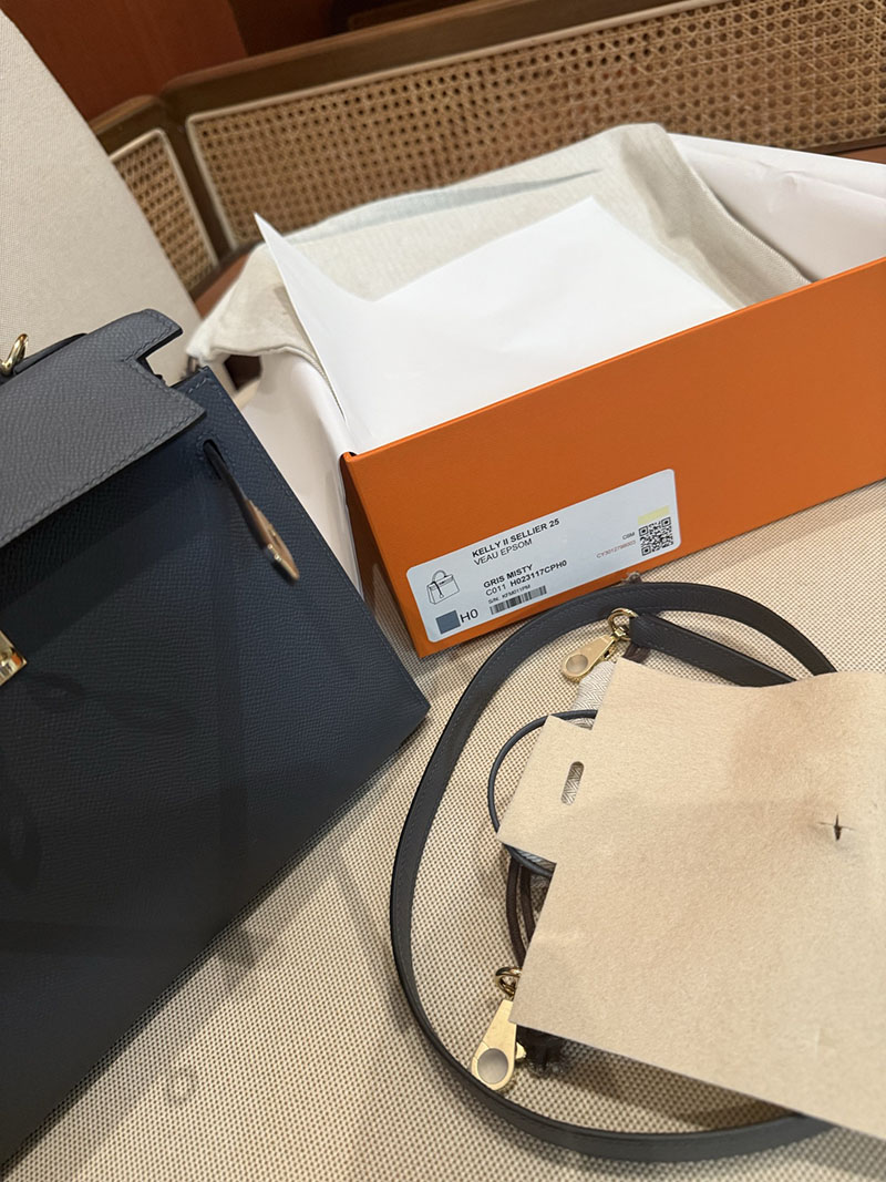 エルメスケリーバッグ定価 HERMES ケリー25 外縫い グリミスティ ヴォーエプソン ゴールド金具 2524183 - 画像 (18)
