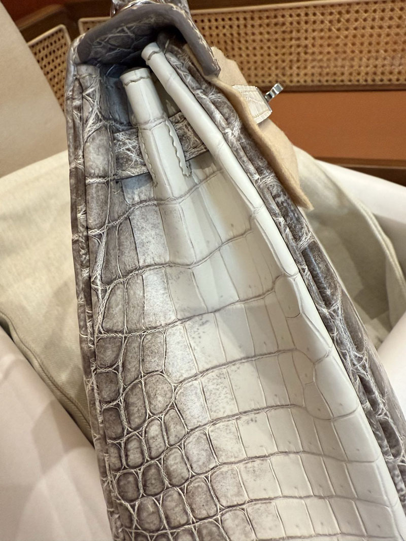 エルメス ケリー25 クロコ 定価 HERMES ケリー25 内縫い ヒマラヤ クロコダイル ニロティカスマット シルバー金具 2524185 - 画像 (6)
