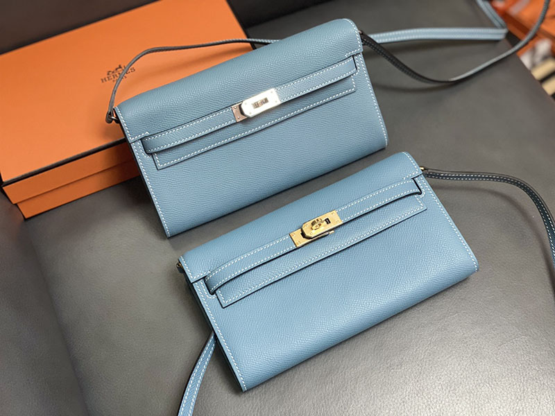 エルメス ケリーウォレット ロング 定価 HERMES ケリーウォレット ロング トゥーゴー ブルージーン ヴォーエプソン ゴールド金具 2524331 - 画像 (2)