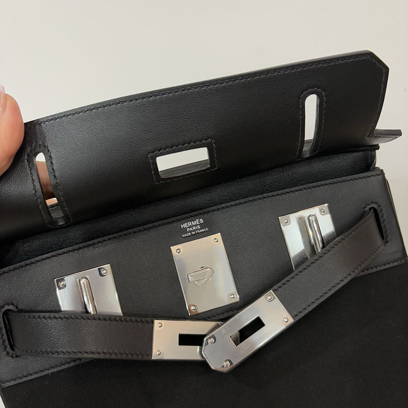 エルメス リュック メンズ HERMES ケリー アッカド HAC A DOS 黒 ブラック トワル/スイフト シルバー金具 2524352 - 画像 (4)