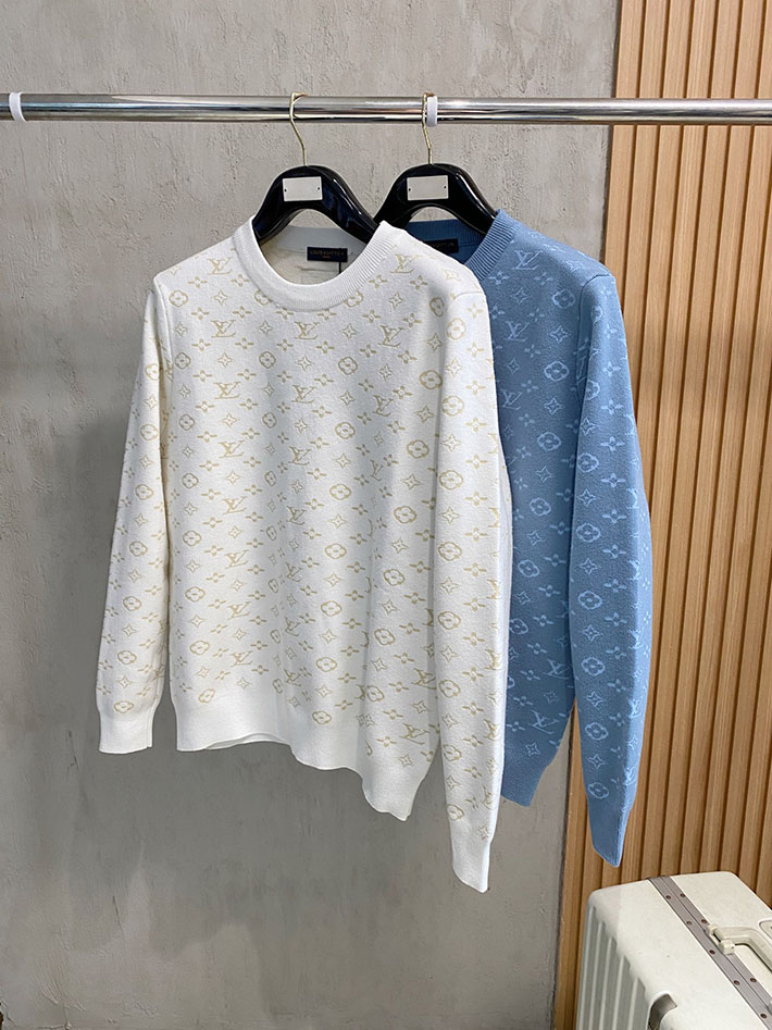 最高級ルイヴィトンスーパーコピー LV モノグラムポインテールコットンニットセーター ブルー 2525062 ヴィトン ニット メンズ - 画像 (2)
