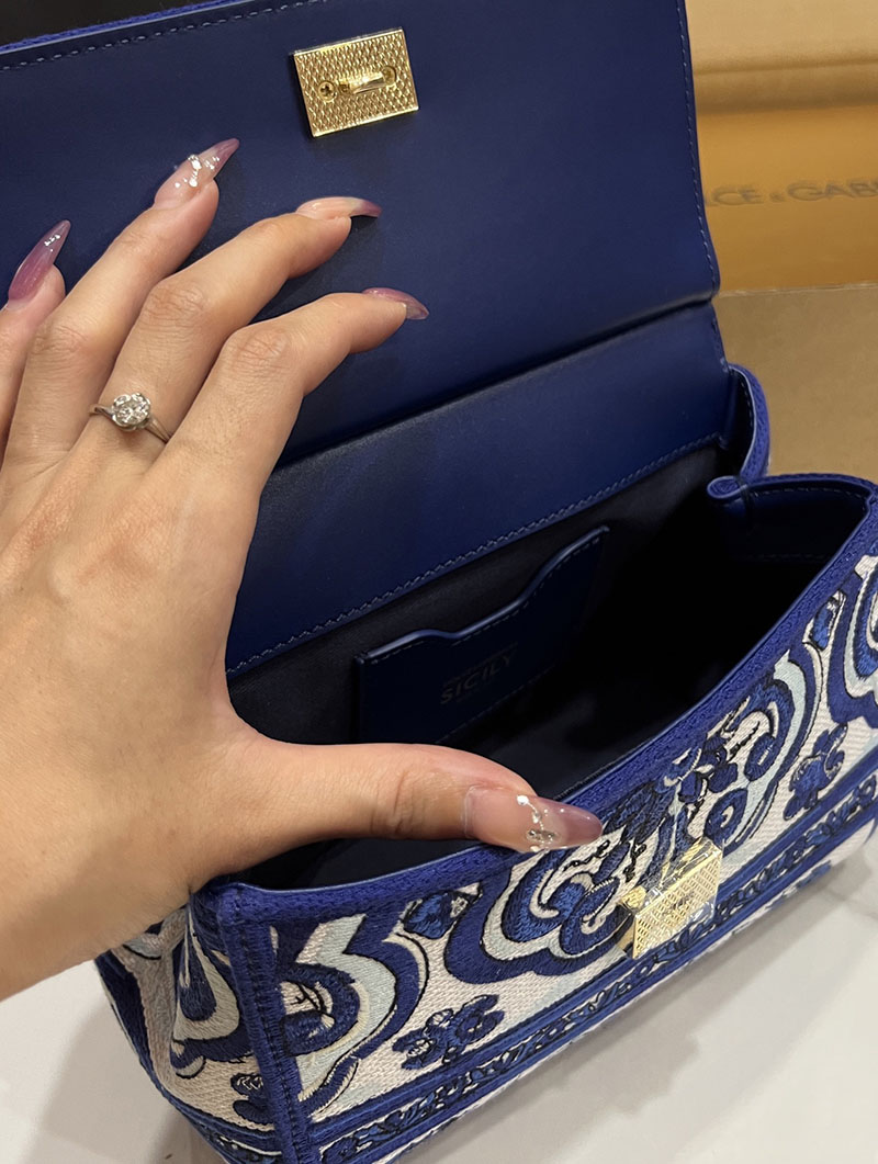 ドルガバ バッグ アウトレット Dolce & Gabbana SICILY マヨリカ エンブロイダリー ミディアム ハンドバッグ BB6003BW050HA3OB - 画像 (4)