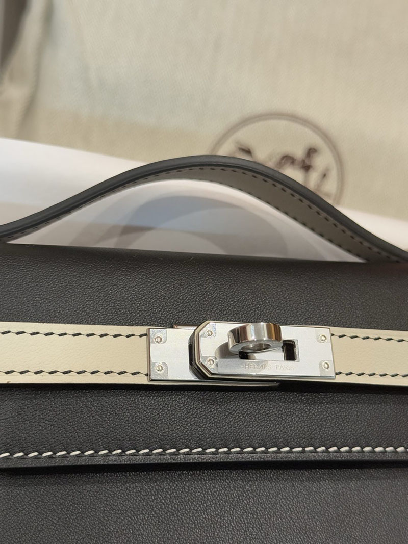 エルメス ミニ ケリー バッグ HERMES ポシェットケリー 黒 ブラック/ベトン スイフト シルバー金具 2627479 エルメス専門店 おすすめ - 画像 (3)