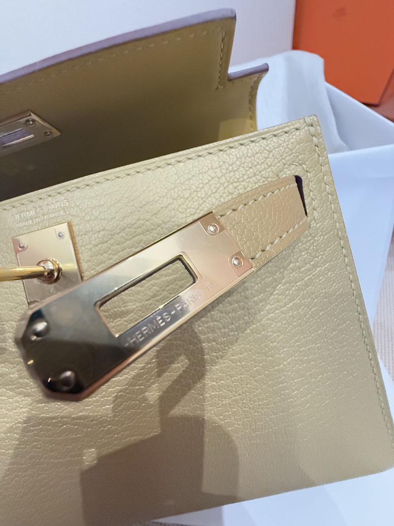 手提げバッグ 小さめ おしゃれ HERMES ケリーミニ2 外縫い ドレ シェブルミゾル ゴールド金具 2627518 エルメス専門店 おすすめ - 画像 (17)