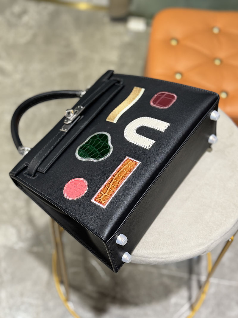 エルメス ケリー25 定価 HERMES ケリー25 外縫い 黒 ブラック スイフト/クロコダイル シルバー金具 2627686 エルメス 海外通販 - 画像 (10)
