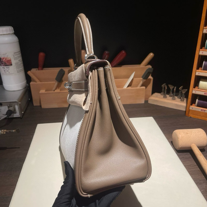 ケリー 28 エトゥープ HERMES ケリー28 内縫い エトゥープ スイフト/トワルアッシュ シルバー金具 2627688 エルメス 海外通販 - 画像 (6)