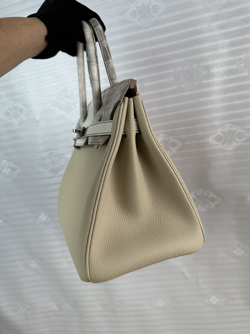 バーキン ヒマラヤ 芸能人 HERMES バーキン30 タッチ クレ/ヒマラヤ トゴ/クロコダイル シルバー金具 2627692 エルメス 海外通販 - 画像 (5)