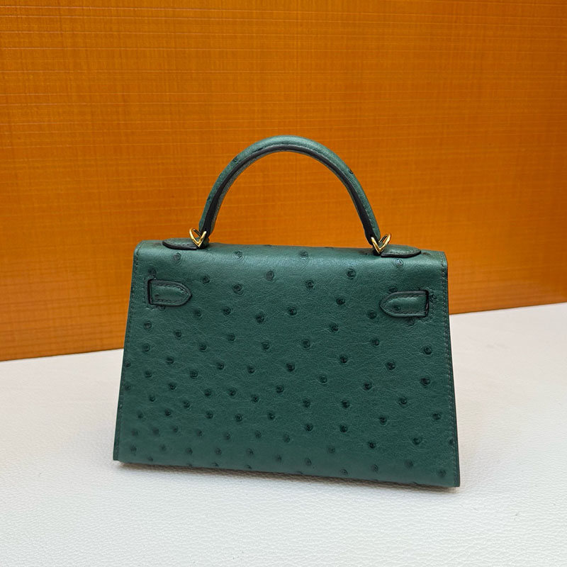 ミニバッグ ブランド お手頃 HERMES ケリーミニ2 外縫い ヴェールフォンセ オーストリッチ ゴールド金具 2627801 エルメス 新作バッグ - 画像 (2)