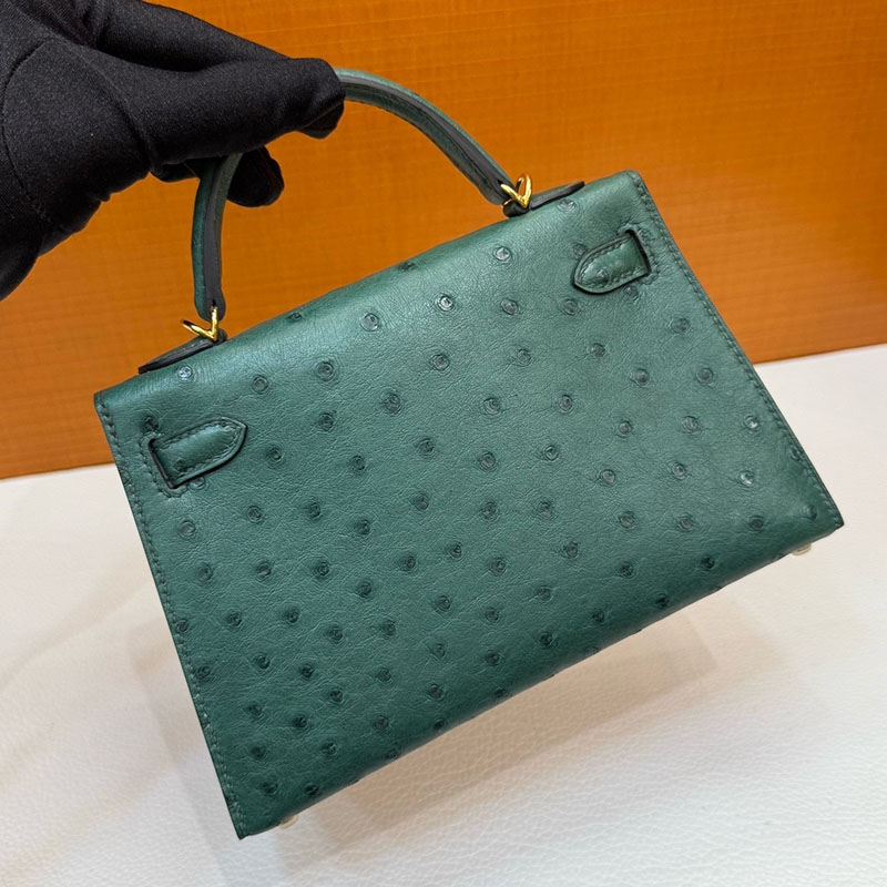 ミニバッグ ブランド お手頃 HERMES ケリーミニ2 外縫い ヴェールフォンセ オーストリッチ ゴールド金具 2627801 エルメス 新作バッグ - 画像 (10)