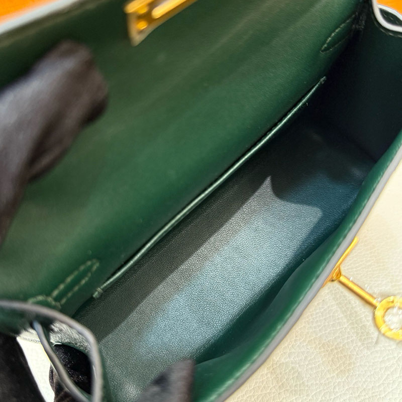 ミニバッグ ブランド お手頃 HERMES ケリーミニ2 外縫い ヴェールフォンセ オーストリッチ ゴールド金具 2627801 エルメス 新作バッグ - 画像 (8)