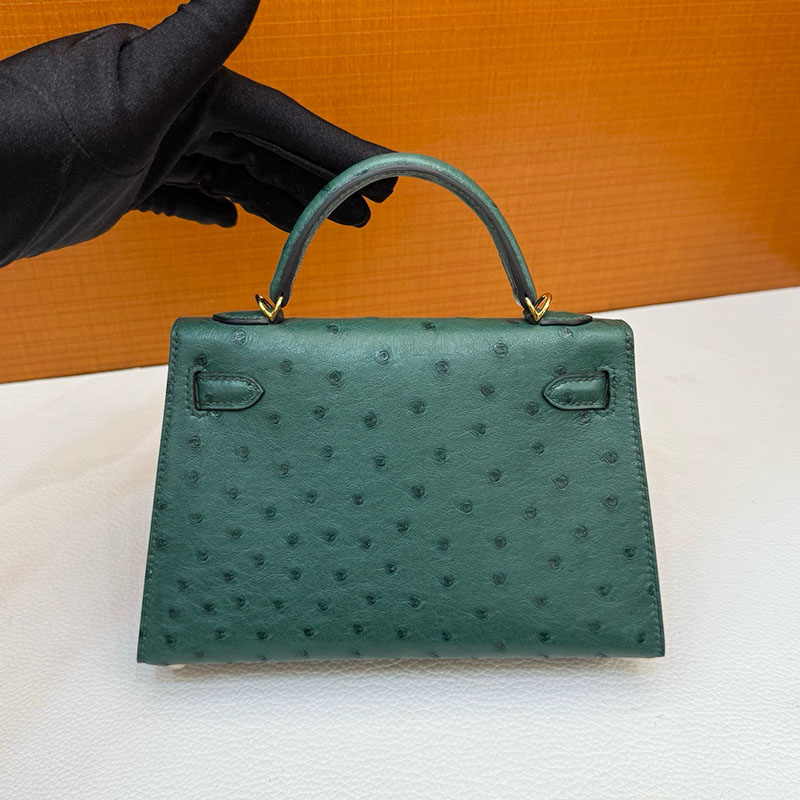 ミニバッグ ブランド お手頃 HERMES ケリーミニ2 外縫い ヴェールフォンセ オーストリッチ ゴールド金具 2627801 エルメス 新作バッグ - 画像 (7)