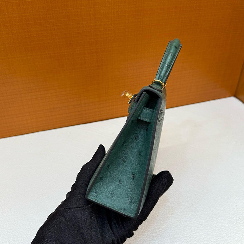 ミニバッグ ブランド お手頃 HERMES ケリーミニ2 外縫い ヴェールフォンセ オーストリッチ ゴールド金具 2627801 エルメス 新作バッグ - 画像 (6)