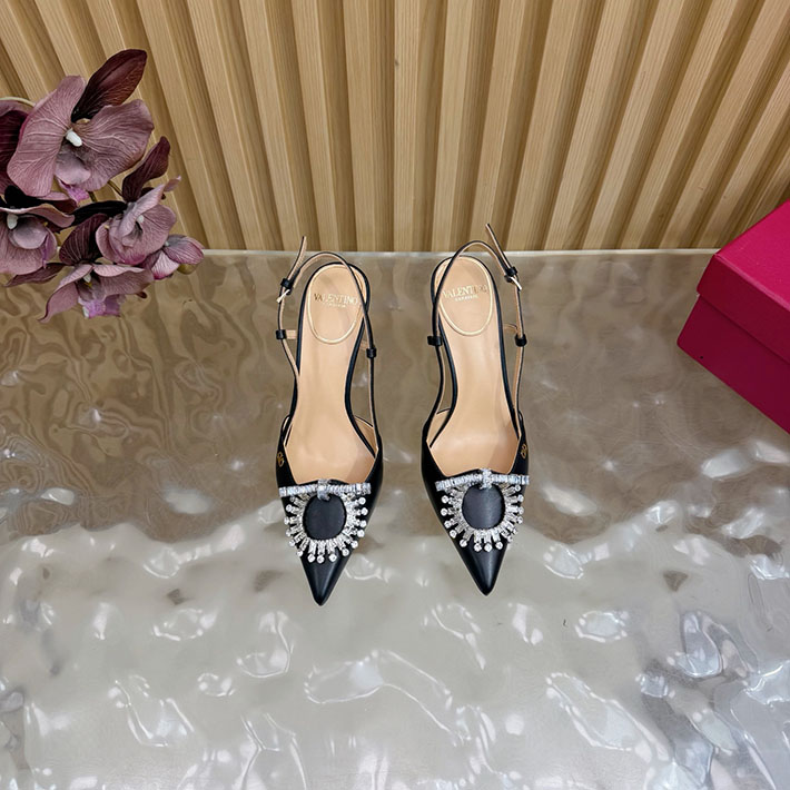 ヴァレンティノ 靴 シューズ レディース VALENTINO 80mm レザースクエアビジューパンプス 2628215 ヴァレンティノ パンプス 黒 - 画像 (6)