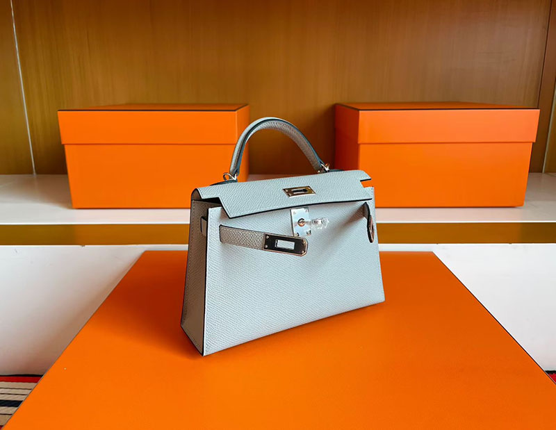 エルメス ケリーミニ2 HERMES ケリーミニ2 外縫い ブルーグラシエ ヴォーエプソン シルバー金具 2627830 エルメス 新作バッグ - 画像 (7)