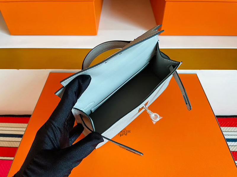 エルメス ケリーミニ2 HERMES ケリーミニ2 外縫い ブルーグラシエ ヴォーエプソン シルバー金具 2627830 エルメス 新作バッグ - 画像 (4)