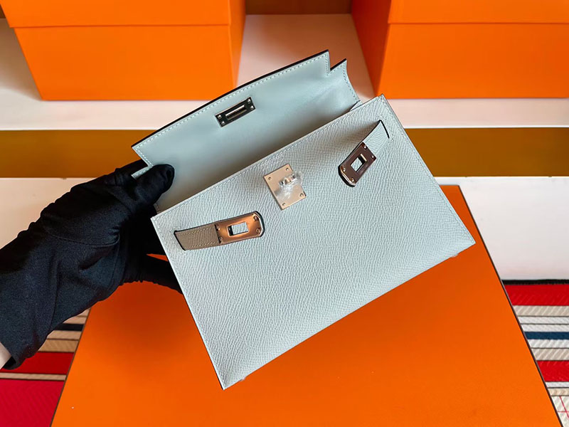 エルメス ケリーミニ2 HERMES ケリーミニ2 外縫い ブルーグラシエ ヴォーエプソン シルバー金具 2627830 エルメス 新作バッグ - 画像 (3)