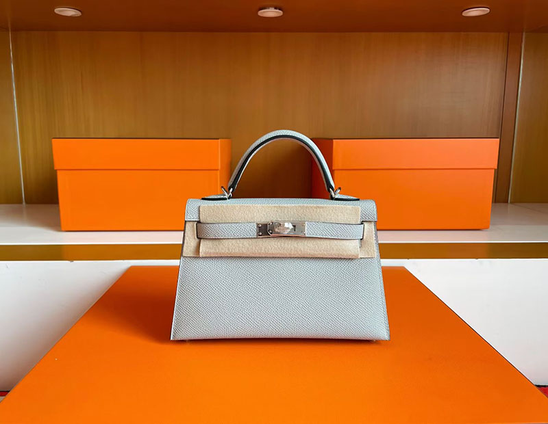 エルメス ケリーミニ2 HERMES ケリーミニ2 外縫い ブルーグラシエ ヴォーエプソン シルバー金具 2627830 エルメス 新作バッグ - 画像 (2)
