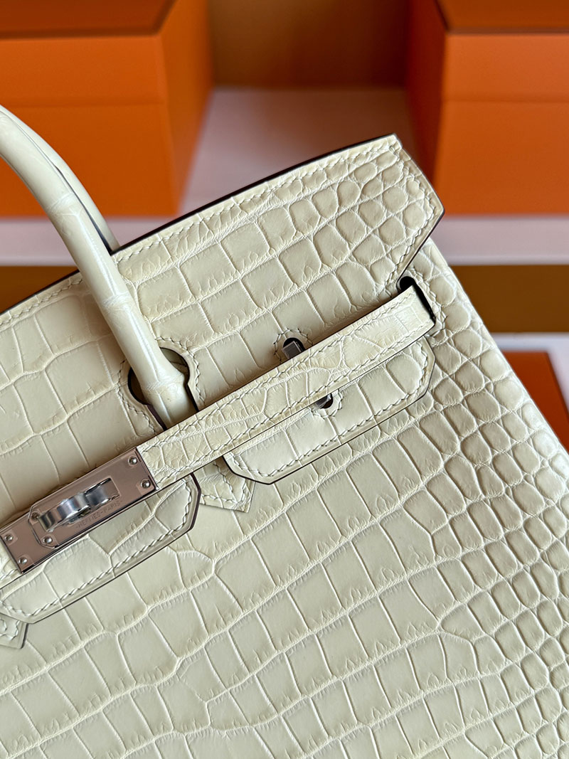 バーキン25 クロコ 定価 HERMES バーキン25 ヴァニラ クロコダイル アリゲーターマット シルバー金具 2627846 エルメス 新作バッグ - 画像 (2)
