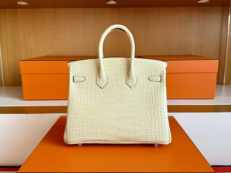 バーキン25 クロコ 定価 HERMES バーキン25 ヴァニラ クロコダイル アリゲーターマット シルバー金具 2627846 エルメス 新作バッグ - 画像 (10)
