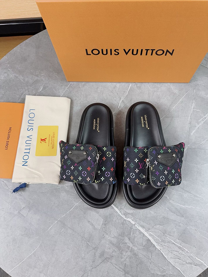 メンズ・レディース兼用 ルイヴィトン Louis Vuitton × 村上隆 サンダル LVリミックス 2629044 ルイヴィトン サンダル 黒 - 画像 (8)