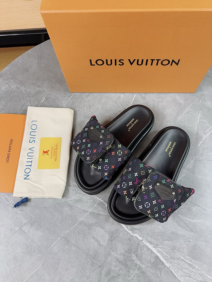 メンズ・レディース兼用 ルイヴィトン Louis Vuitton × 村上隆 サンダル LVリミックス 2629044 ルイヴィトン サンダル 黒 - 画像 (7)