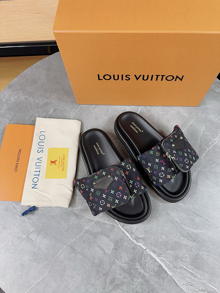 メンズ・レディース兼用 ルイヴィトン Louis Vuitton × 村上隆 サンダル LVリミックス 2629044 ルイヴィトン サンダル 黒 - 画像 (6)