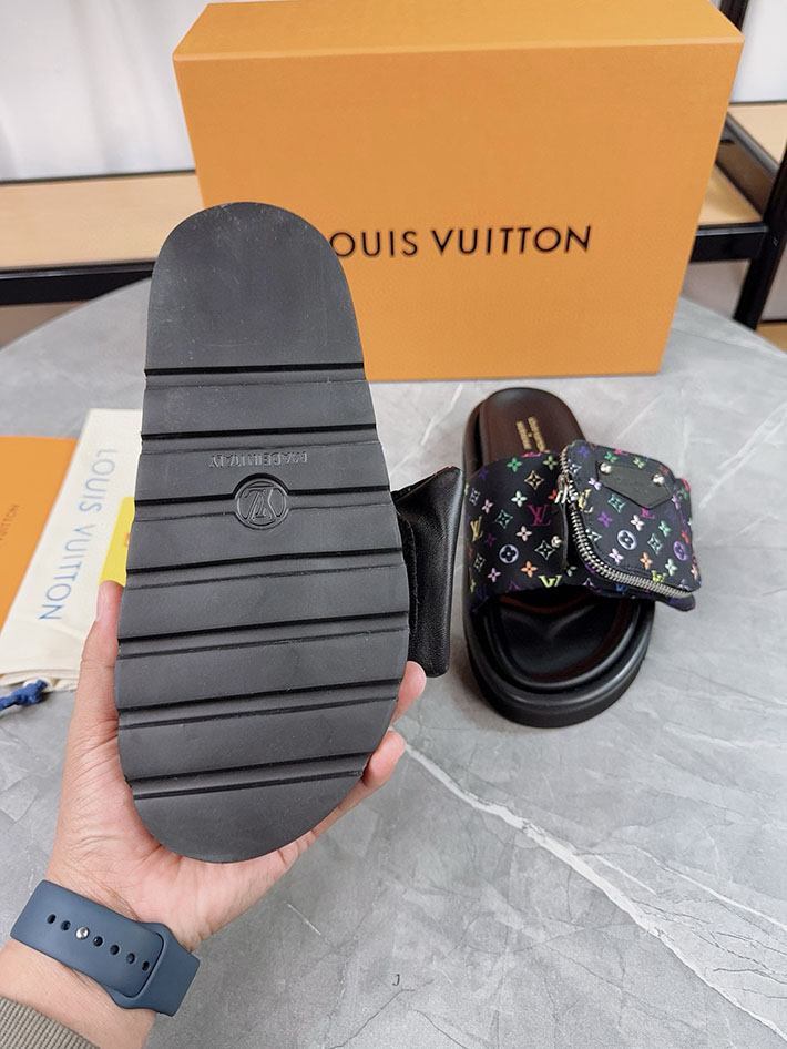 メンズ・レディース兼用 ルイヴィトン Louis Vuitton × 村上隆 サンダル LVリミックス 2629044 ルイヴィトン サンダル 黒 - 画像 (5)