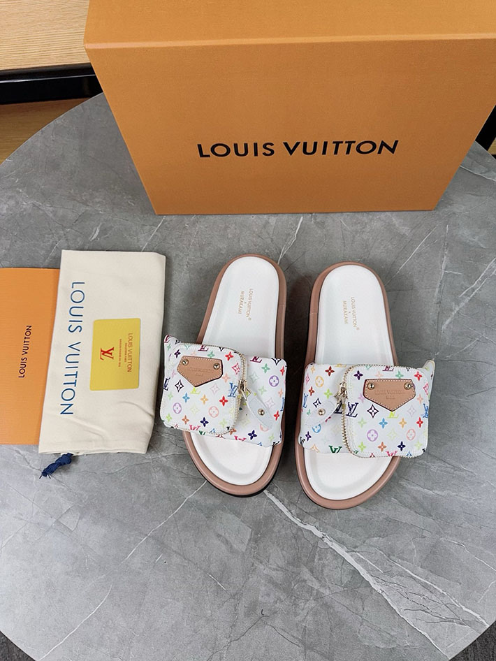 メンズ・レディース兼用 ルイヴィトン Louis Vuitton × 村上隆 サンダル LVリミックス 2629045 ルイヴィトン サンダル 白 - 画像 (7)